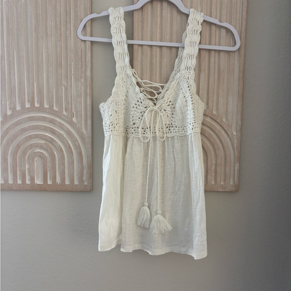 Lucky Brand White Crochet Lace Tank Top
